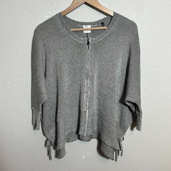 CAbi Cupid Cardigan 3526 Full Zip Sweater S Boxy Oversize Black Stripe Lagenlook - Picture 2 of 8